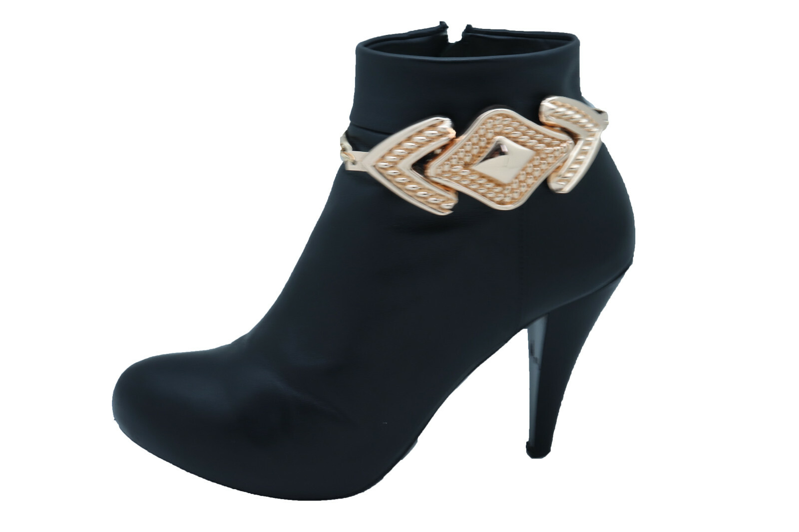 Women Gold Color Metal Chain Boot Bracelet Western Shoe Anklet Arrow Bling Charm
