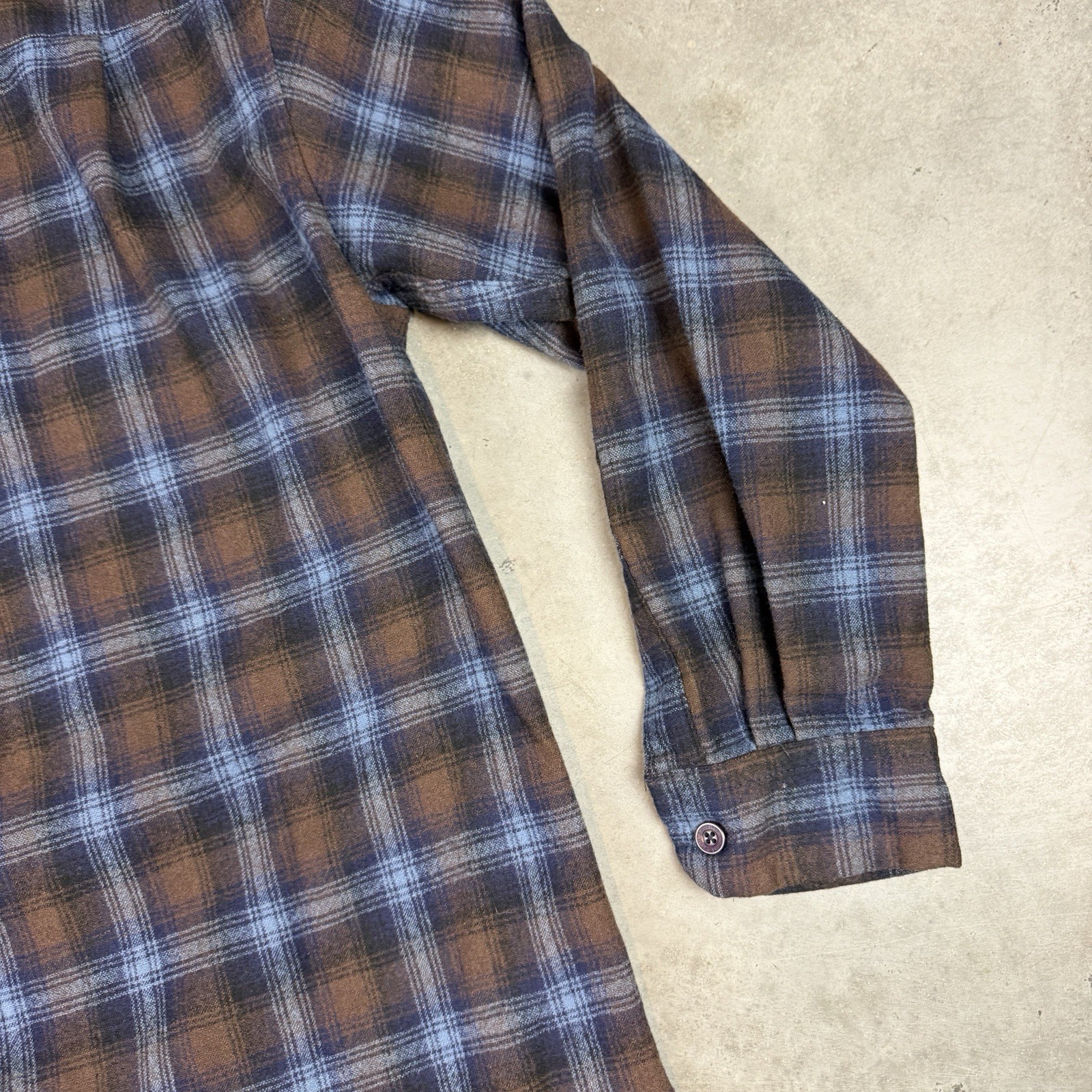 Pendleton Flannel Shirt Mens Medium Blue Board Shirt Wool USA Preowned