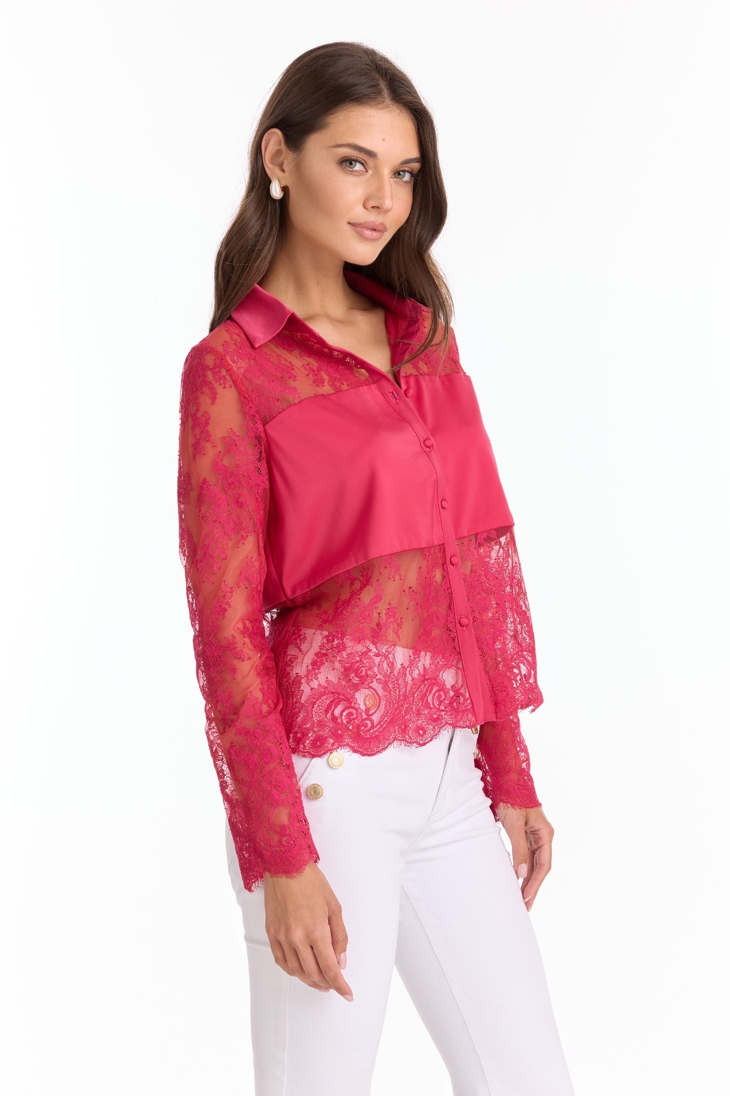 Vienna Lace Blouse Fuchsia THE NOLI SHOP