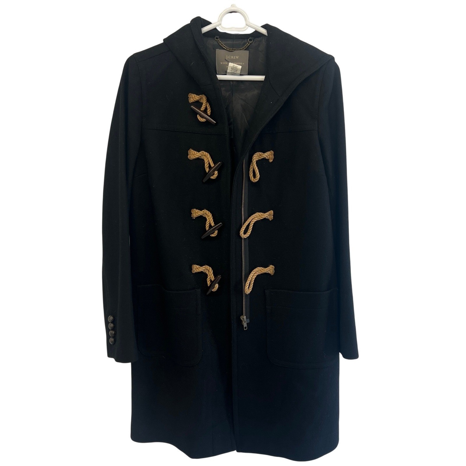 J.Crew Nello Gori Italian Wool & Cashmere toggle button Stadium Coat Black Sz 2