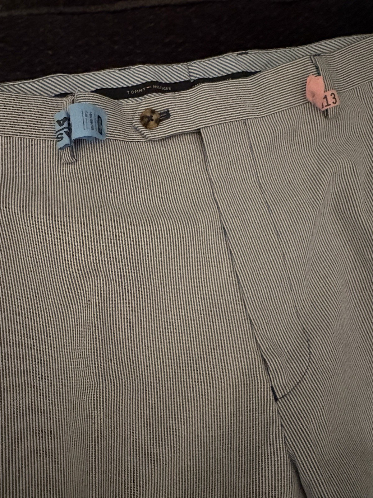 Tommy Hilfiger Men’s Blue/White Striped Seersucker Chino Pants 36 Slim