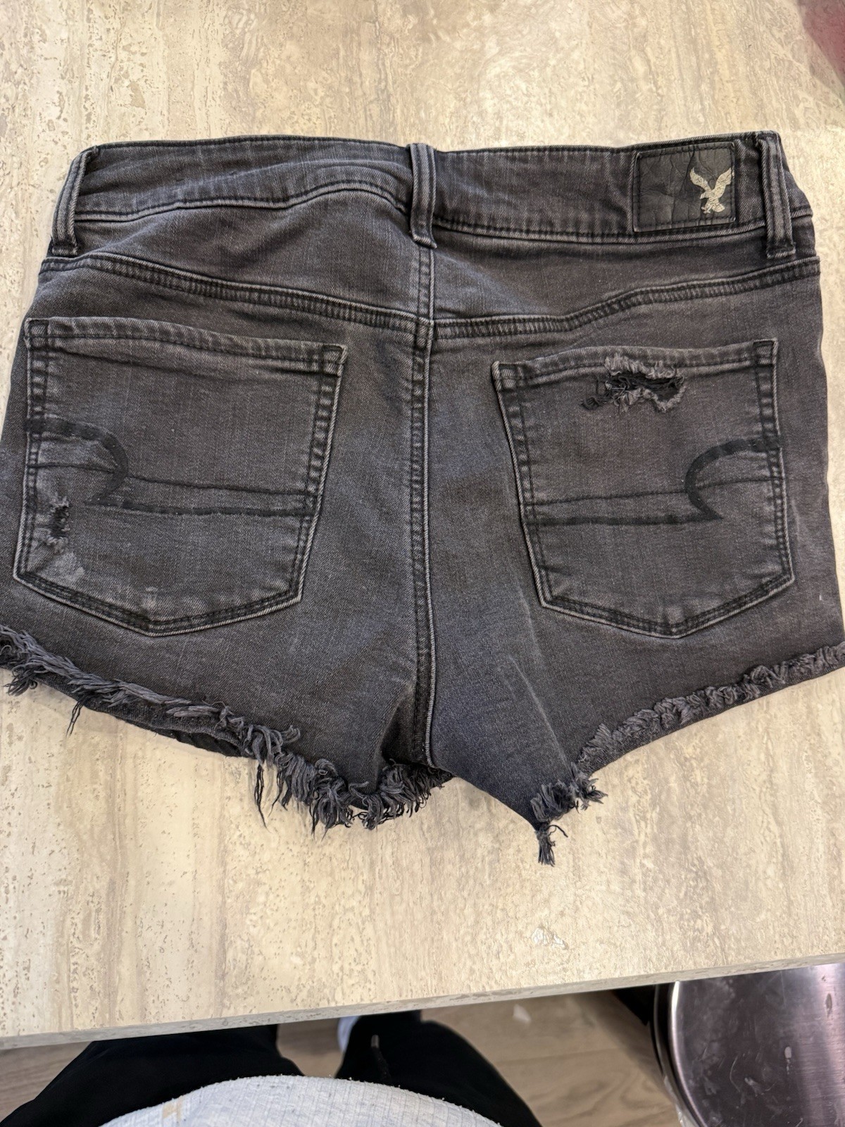 American Eagle Super Stretch, Black Jean Shorts Size 8