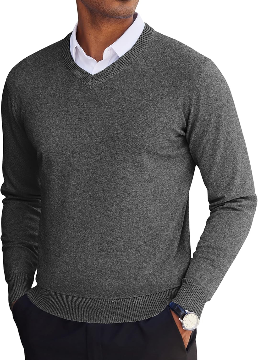 Men’s Lightweight Knitted V Neck Pullover Sweater Casual Soft Comfortable Fall