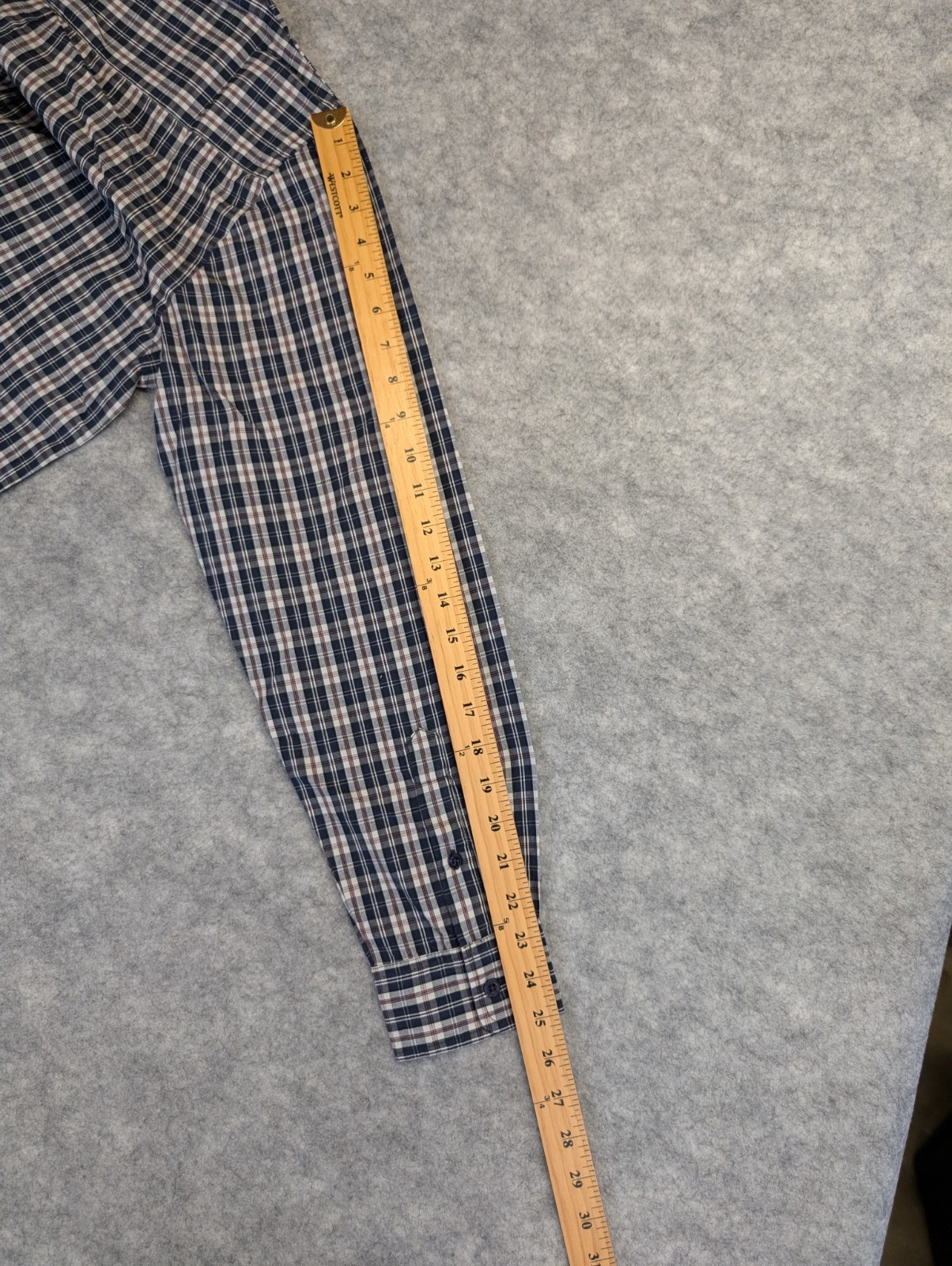 Stussy Shirt Mens Medium Navy Plaid Long Sleeve Button Down Read