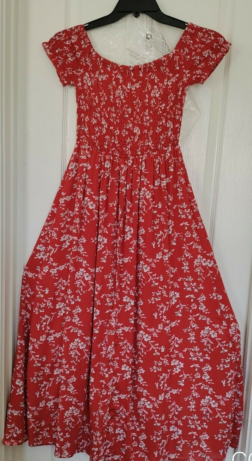 NEW WOMAN KRANDA GATHERED FRONT DRESS SIZE M SLIT FIT ~FLARE Floral 100% Rayon
