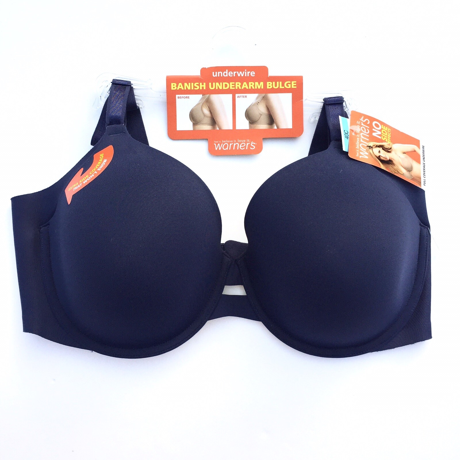 Warner’s Bra Underwire Full Coverage Side Smoothing Support No Side Effects 1356