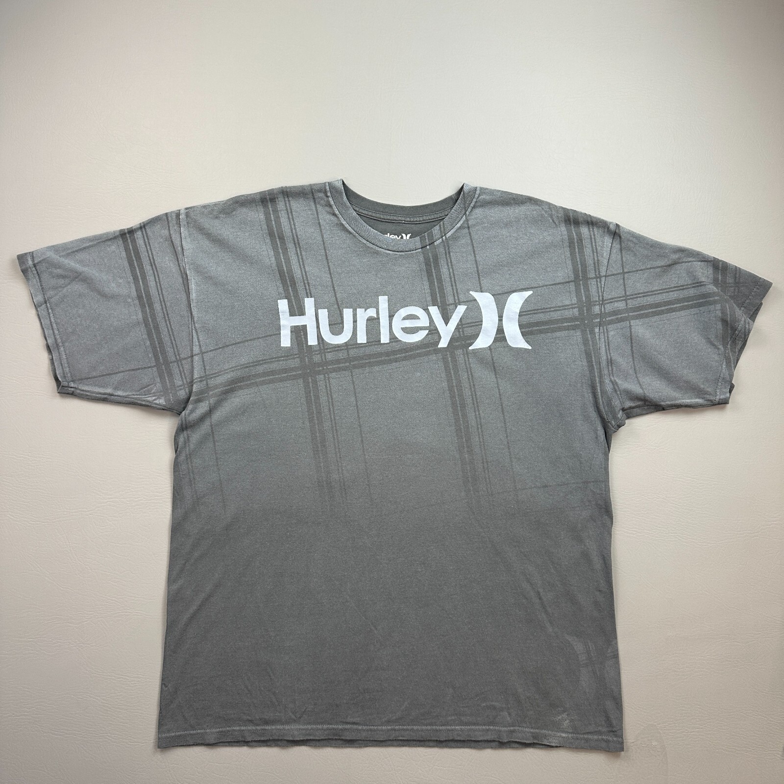 Vintage Hurley Shirt Mens XL Gray Plaid Logo Graphic Skateboarding Grunge Y2K
