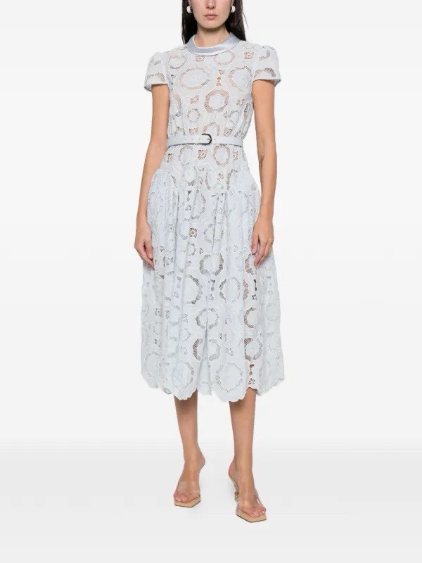 Self portrait DRESS BLUE FLORAL LACE MIDI $735 NWT Size US 6 UK 10