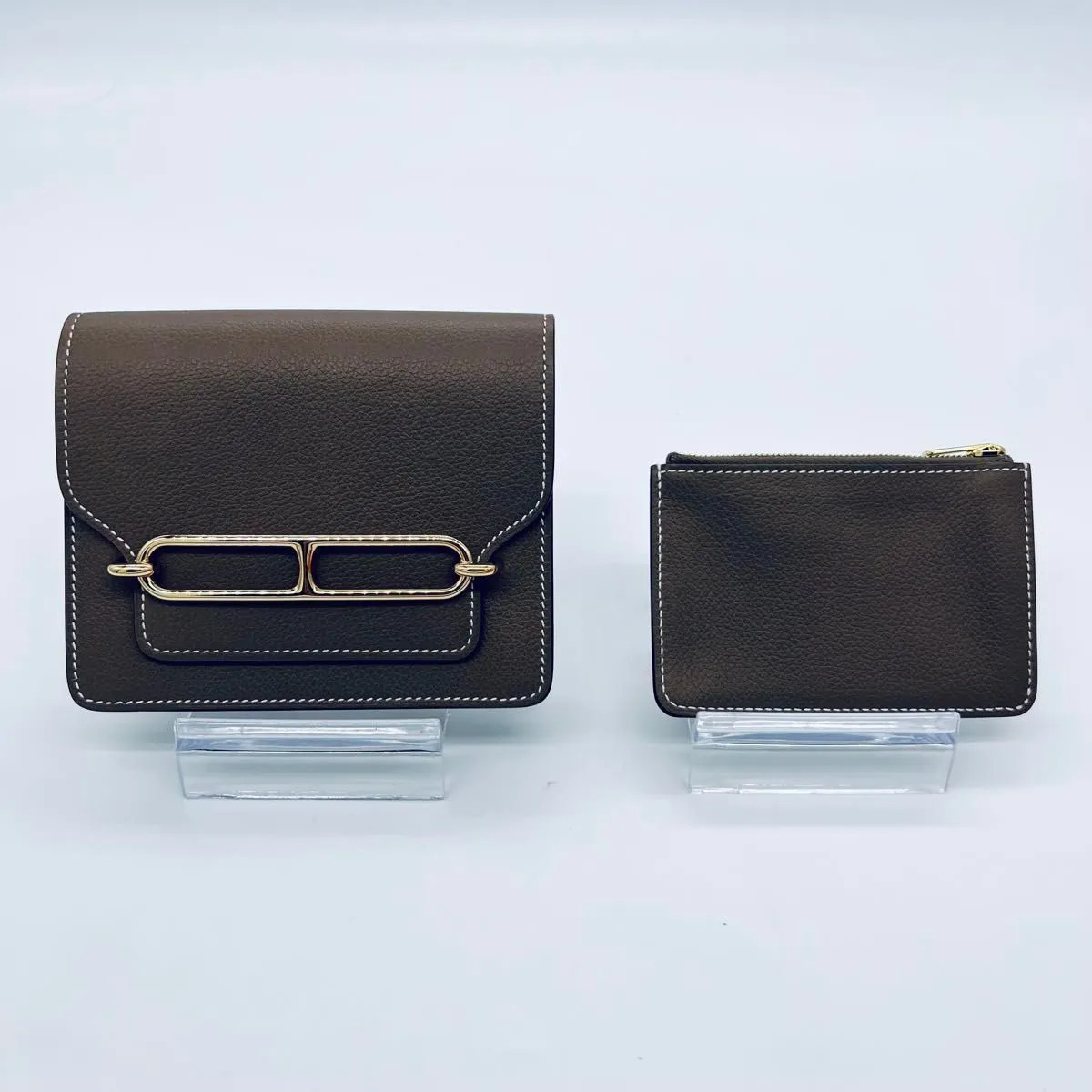 HERMES Roulis Slim B-stamp 2023 Compact Wallet Etoupe Leather