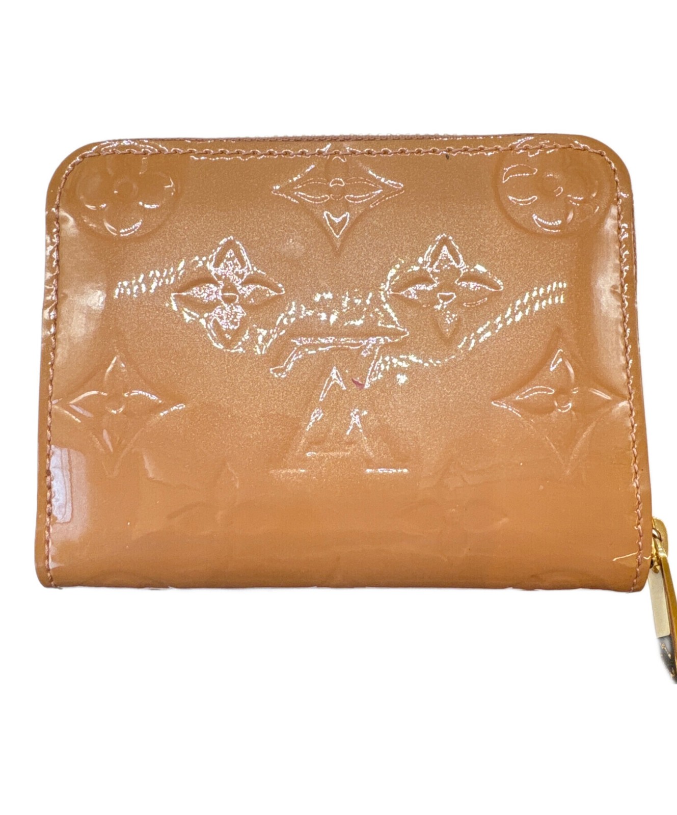 Louis Vuitton Vernis Beige Coin Case M91668 Monogram Zipper 4 Card Slots Auth