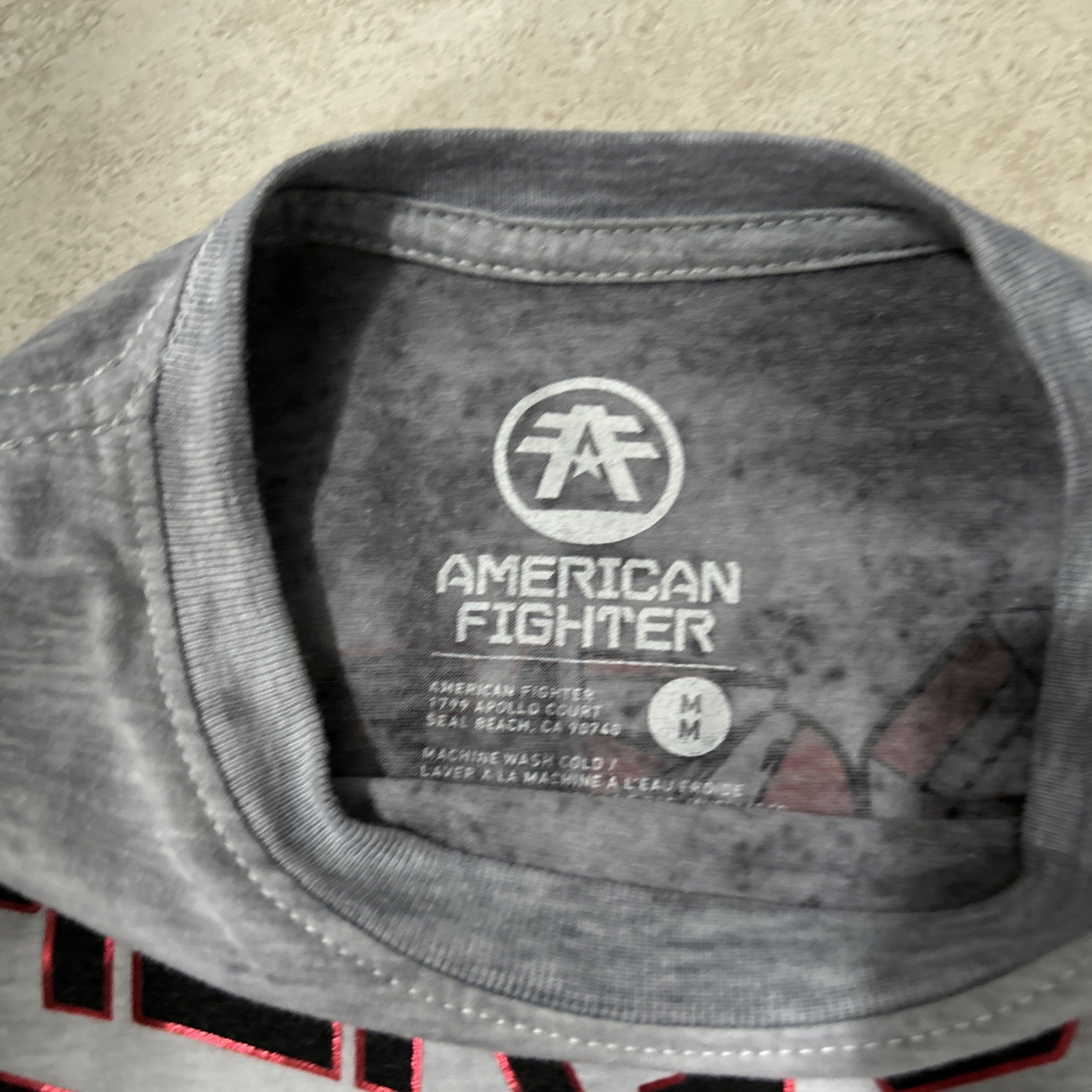 American Fighter Premium Athletics Men’s Light Gray and Platinum Red Medium