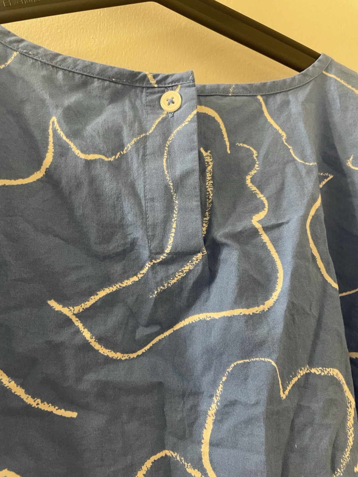NWT Madewell XS Embroidered Poplin Puff-Sleeve Cutout Crop Top Blue Floral