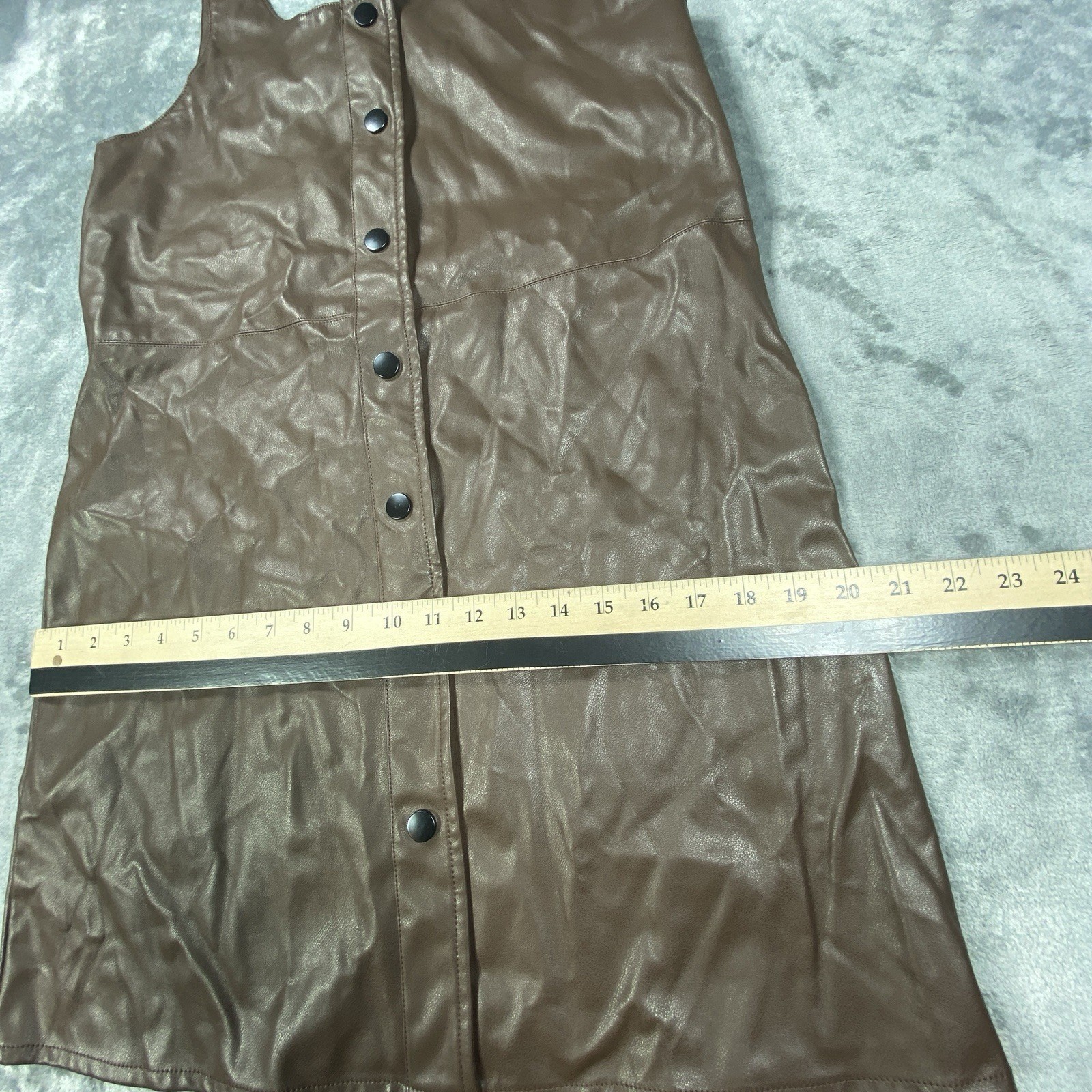 Molly Bracken Dress Brown Medium Womens Faux Leather Vegan Jumper Pinafore Boho