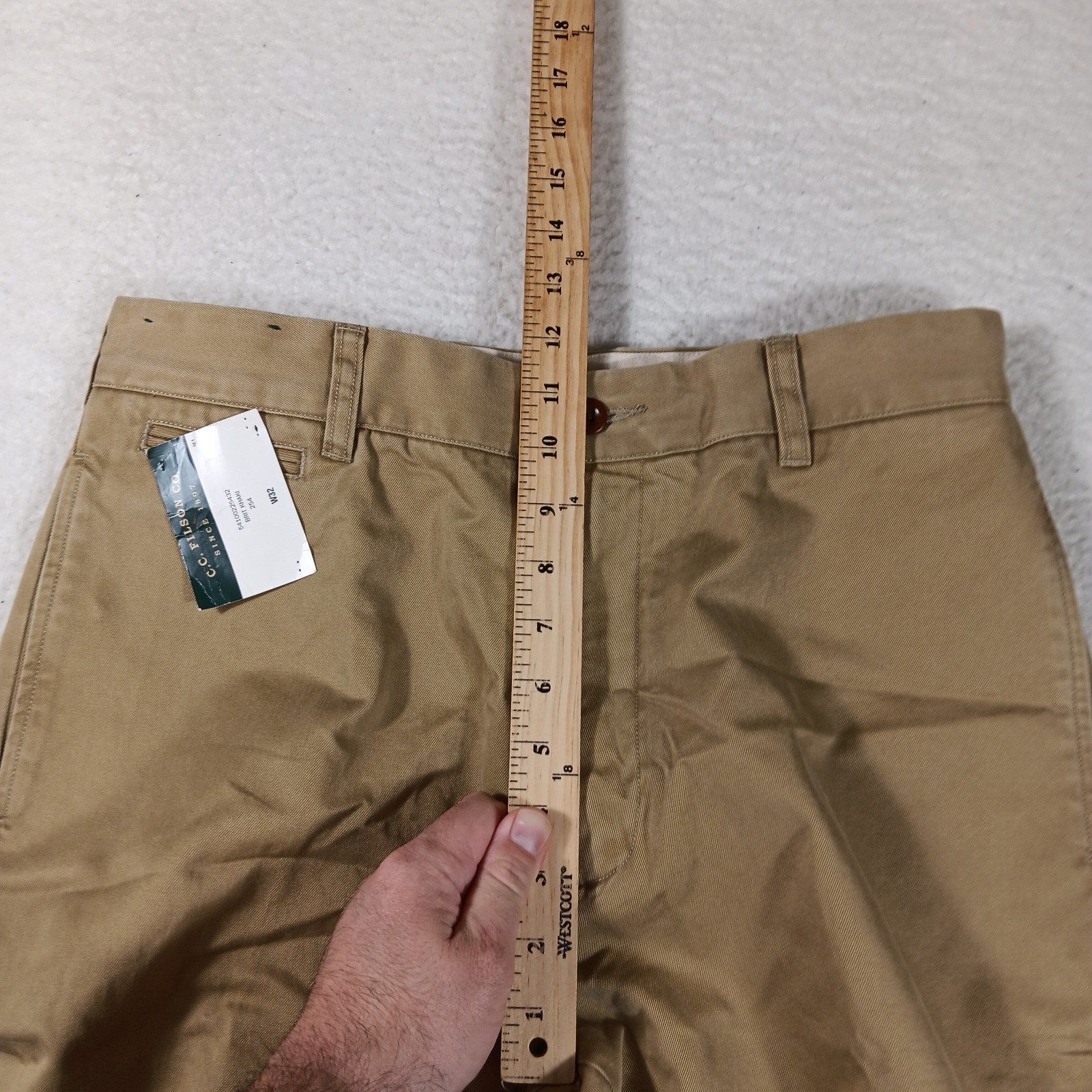 CC Filson Pants Mens 32 Tan British Khaki Twill Chino Unhemmed Workwear Office