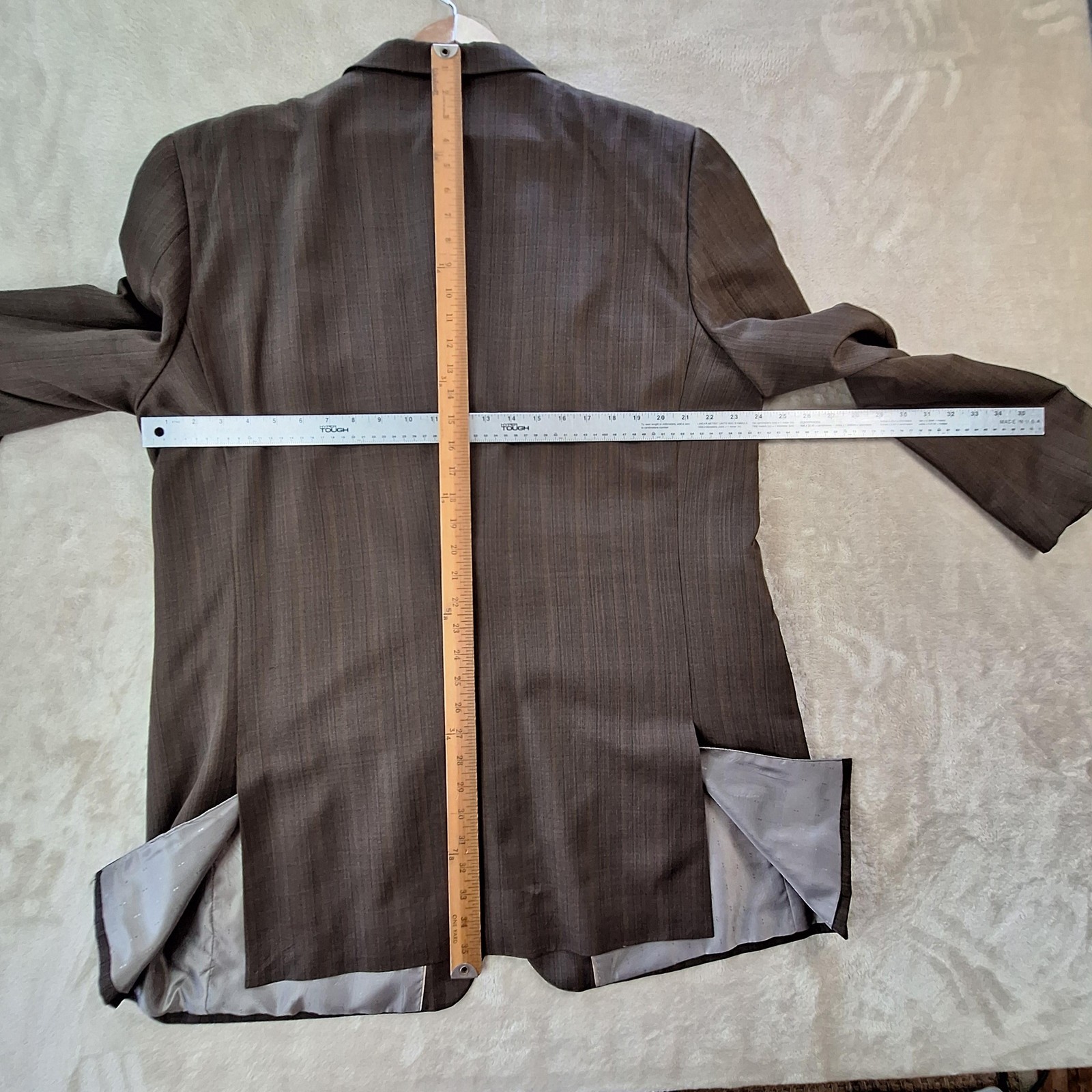 Lineage Suit Jacket Mens 48 Extra Long Brown Stripe Double Vent 3 Button Formal