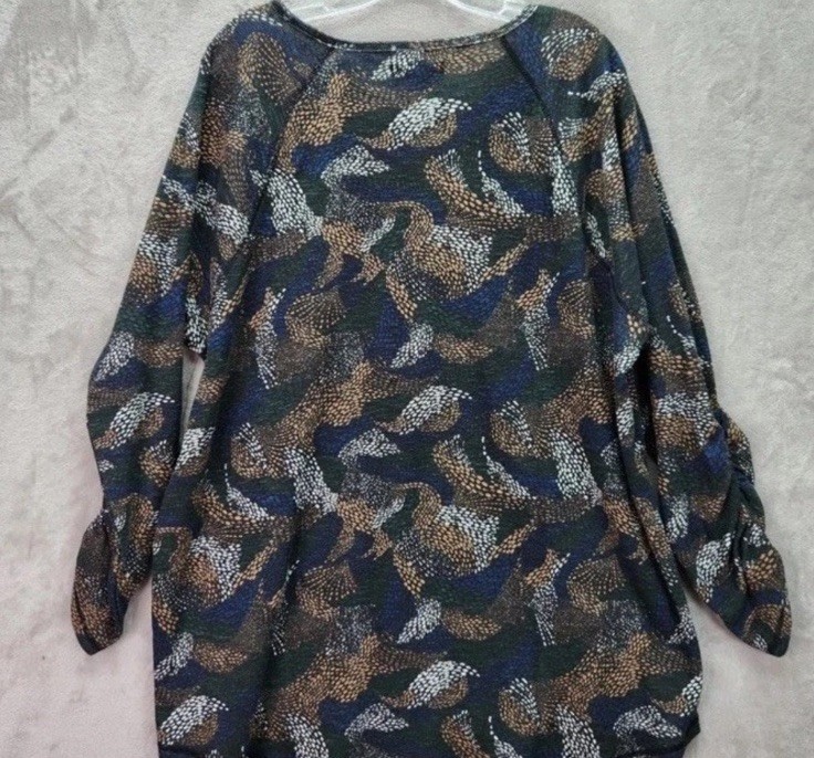 Kinesis Womens S Long Sleeve Top Spot Wave Print Athleisure Casual Blouse New