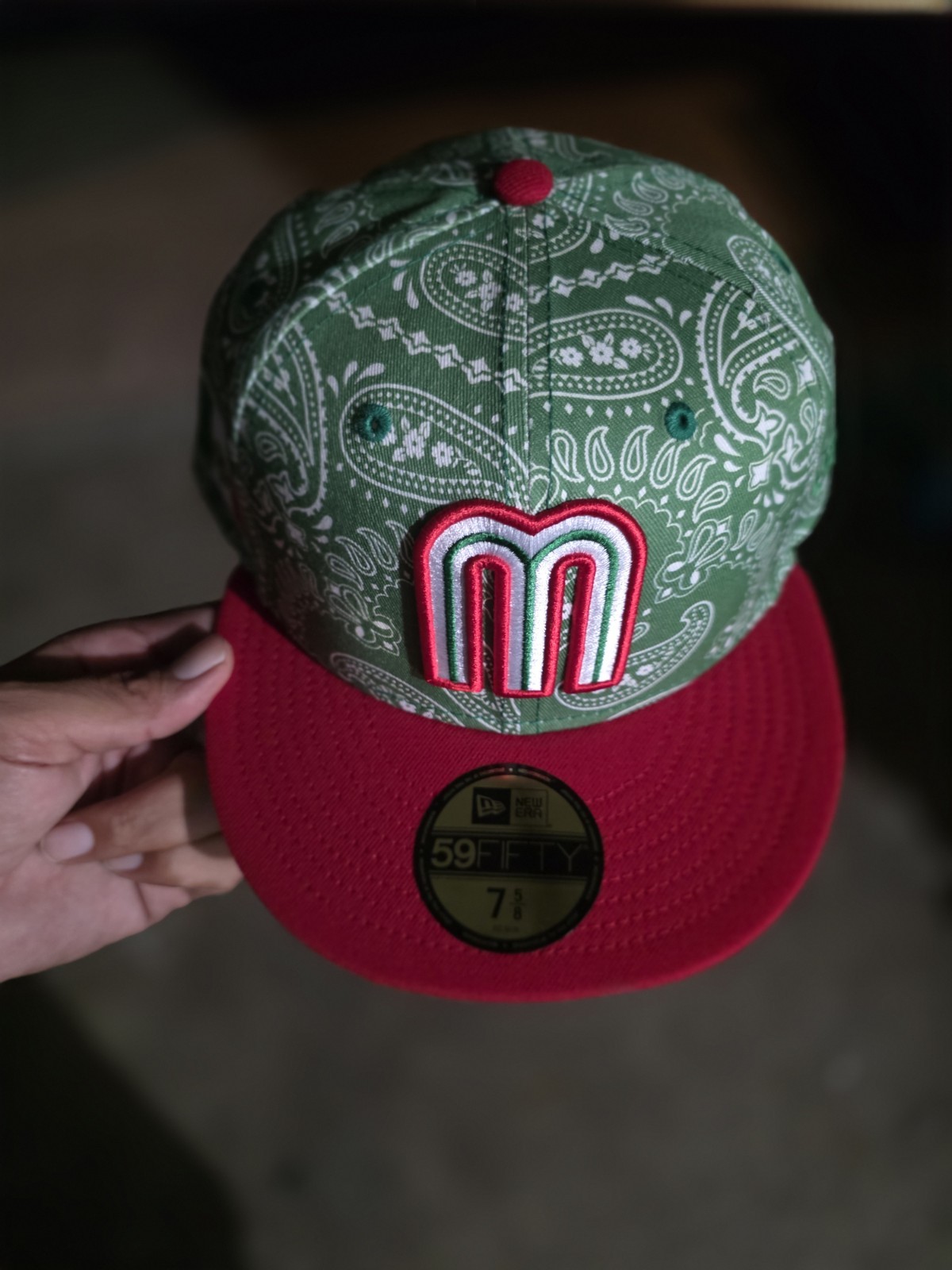 New Era 59FIFTY Baseball Cap Fitted Green/Red Paisley Men’s 7 5/8