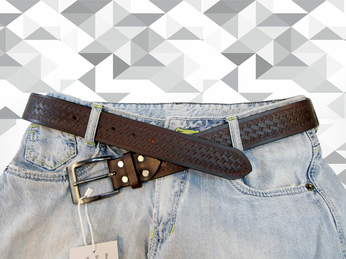MEN’S GENUINE LEATHER BLACK BELT W/ REMOVABLE POLISHED GUN METAL BUCKLE