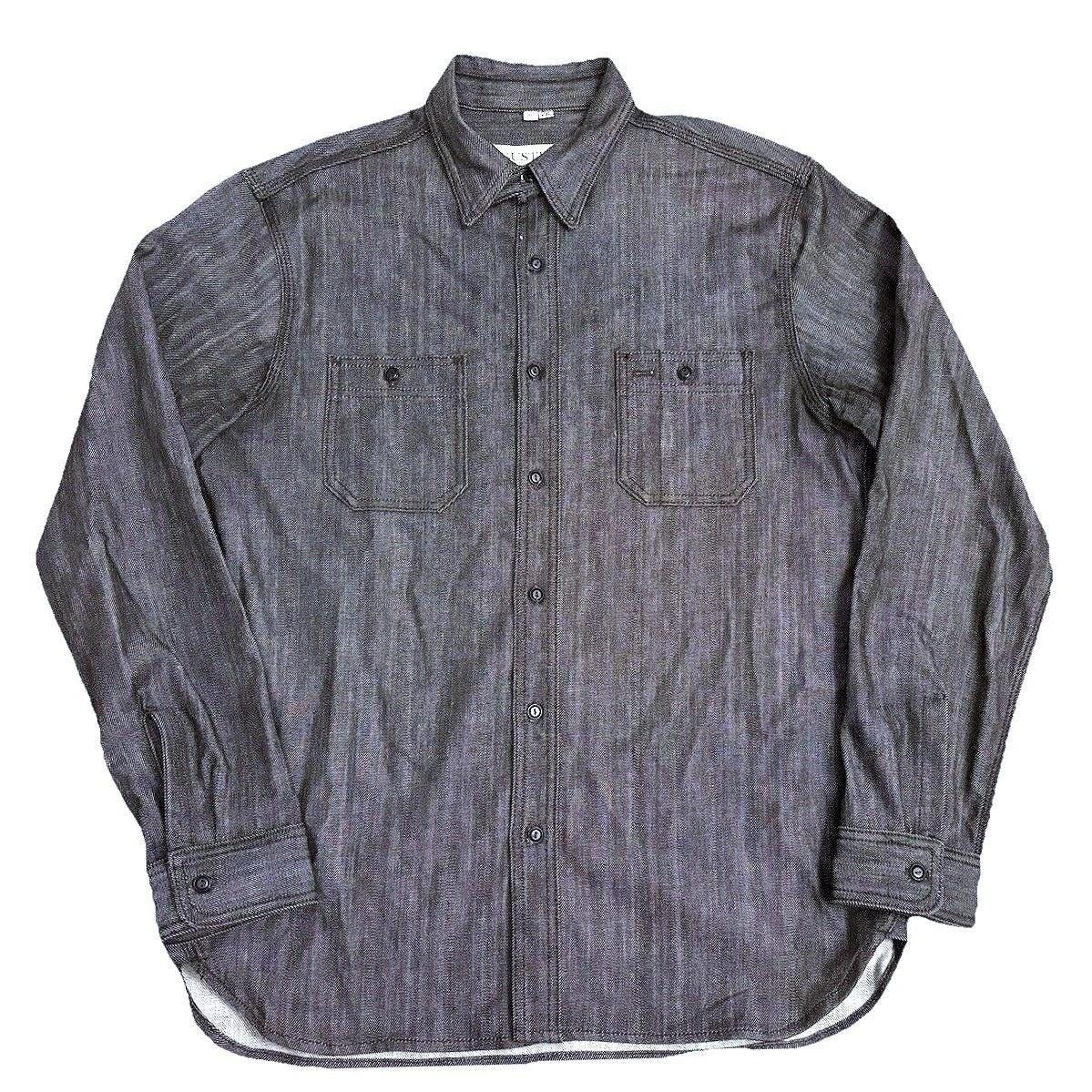 Gustin Denim Chambray Workshirt Men 2XL Dark Oak Gray Cotton Italy Made in USA