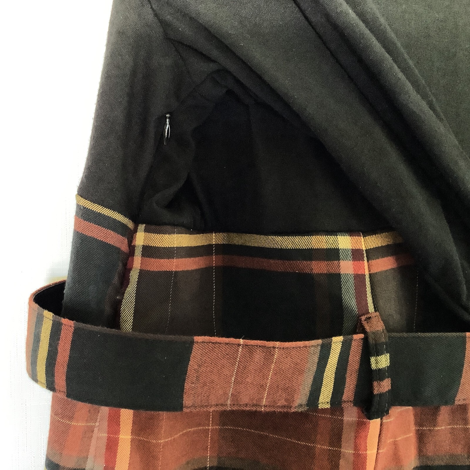 Monroe & Main Belted Midi Dress Vtg Size 18W Plaid Black Brown Yellow USA-Made