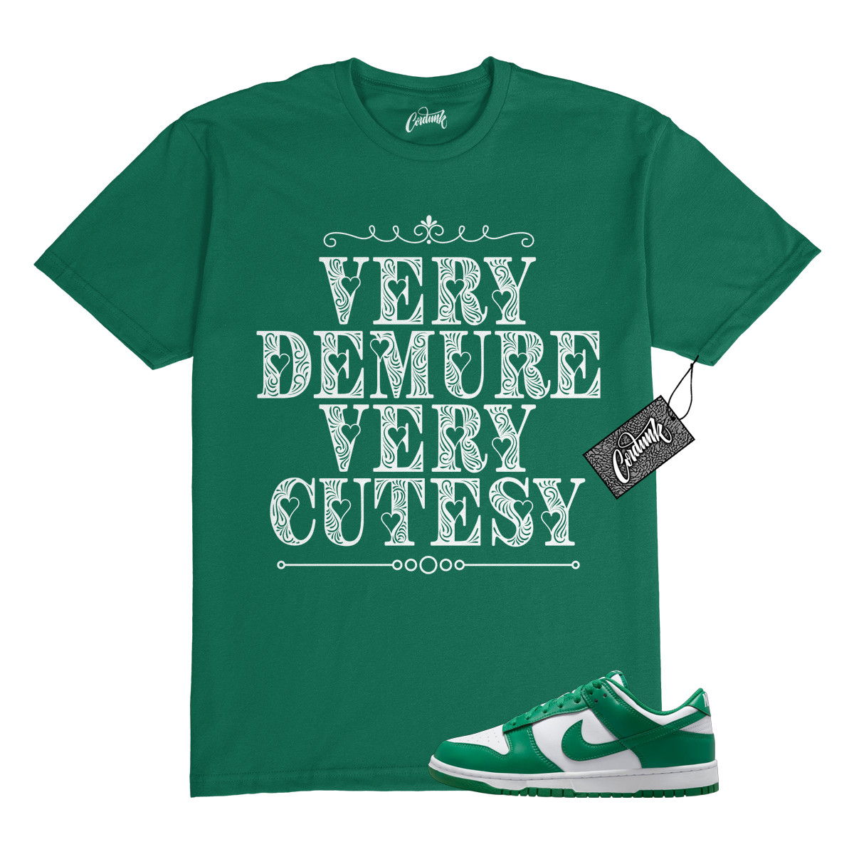 Dunk Malachite Green White Low T Shirt Match DEM