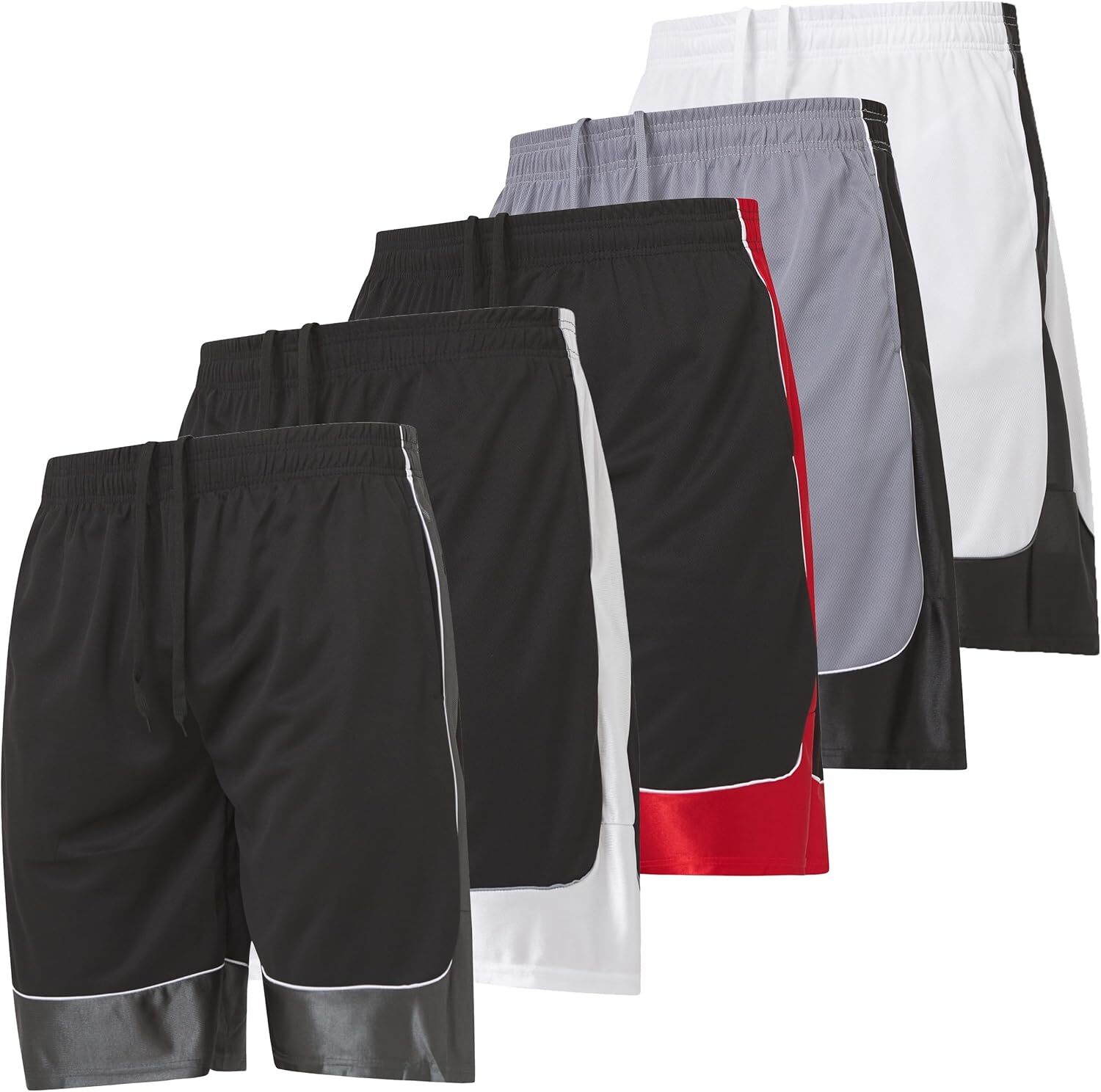 5Pack Mens Athletic Gym Shorts Quick Dry Workout Basketball Running Shorts SM-5X
