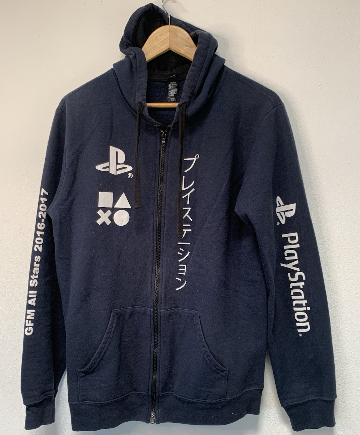 PlayStation Men’s Blue Full Zip Hoodie Graphic Logo Pockets Long Sleeve