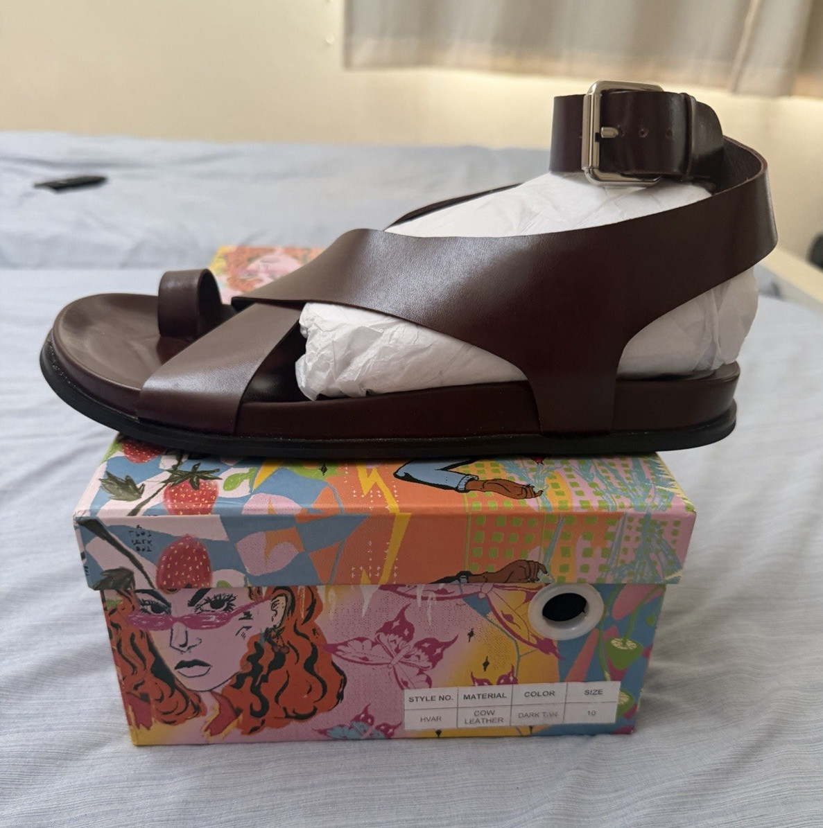 Jeffrey Campbell Brown Leather Strappy Ankle Strap Buckle Sandals Women 10