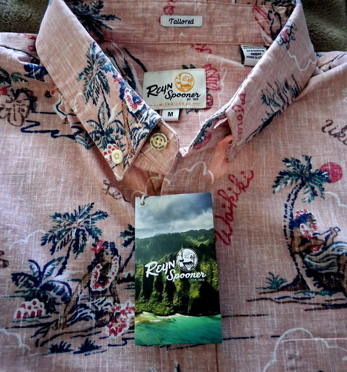 Reyn Spooner Men’s ” HAWAII 1959″ NWT TAILORED FIT Light Pink Botton Front Sizes