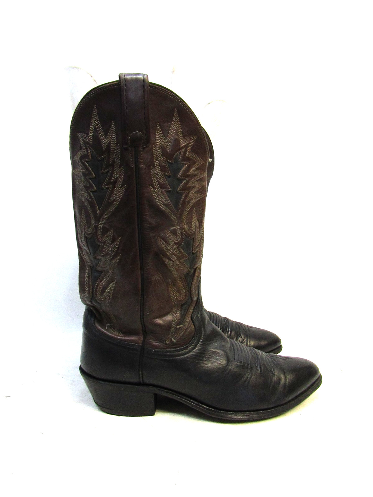 Dan Post Mens Size 8.5 EW Black Brown Leather Western Cowboy Boots