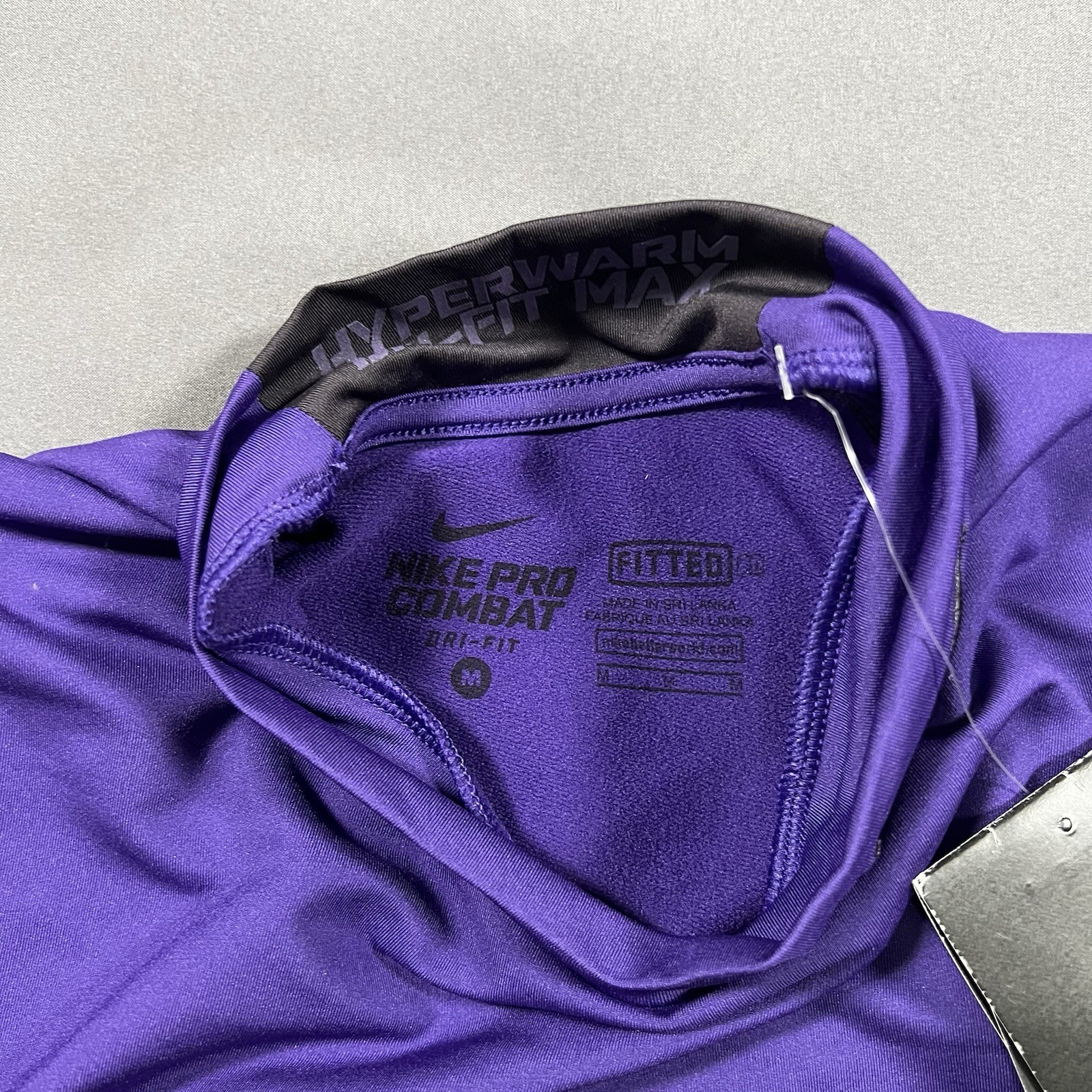 Nike Pro Combat HyperWarm Dri Fit Max Medium Purple & Black Fitted Men’s NWT