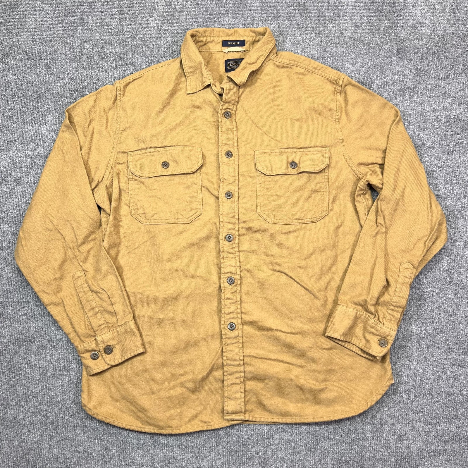 Pendleton Shirt Mens XL Beige Solid Twill Button Front Long Sleeve Casual