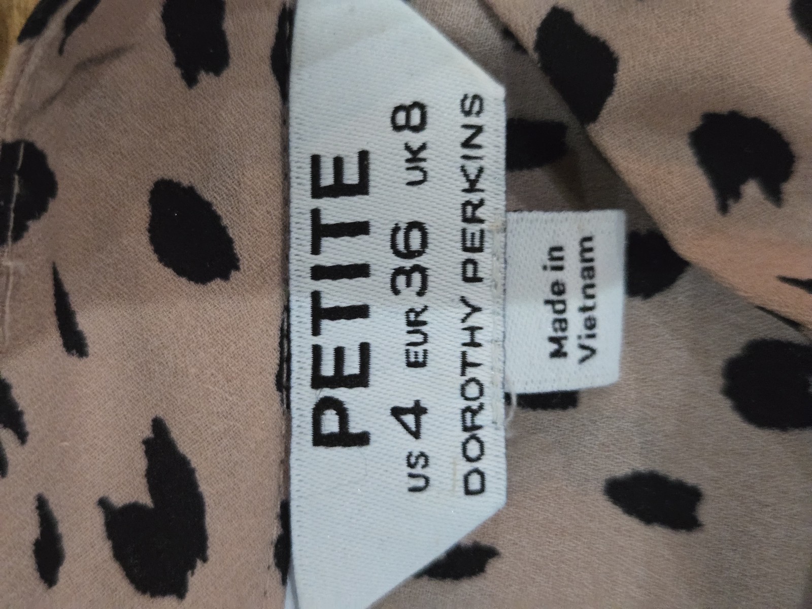 Dorothy Perkins Petite Beige Polka Dot Blouse UK 8 High Neck Smart Office