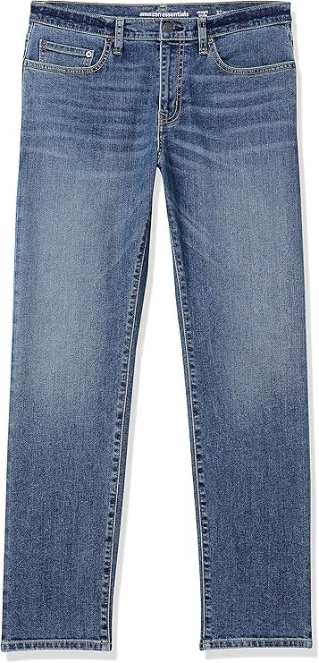 Mens Jeans Straight Fit High Stretch Denim Bootleg Pants Medium Wash 35W x 32L