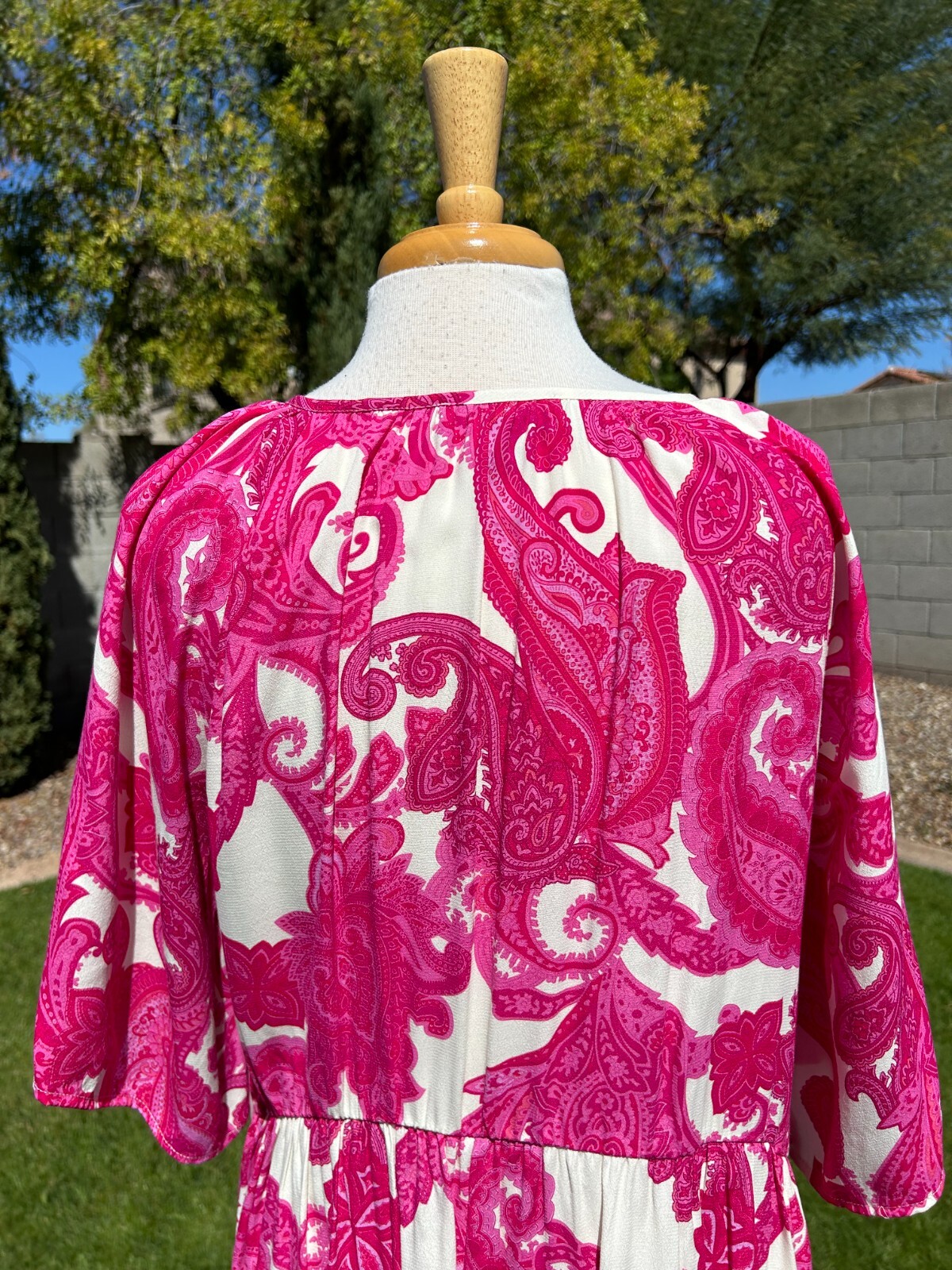 Karen Kane Ruffle Hem Peasant Tunic Top Plus Sz 3X Pretty in Pink Print $149 NWT