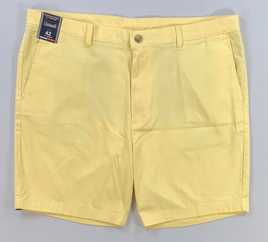 Men’s Roundtree & Yorke Casuals Classic Fit Flat Front 9″ Inseam Stretch Shorts