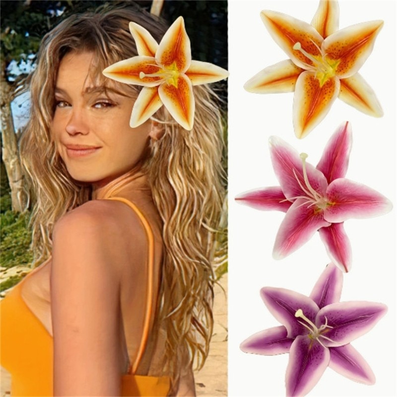 Artistic Hair Claw Accessory 3D Lilies Flower Hair Clamp For Office Lady Daily