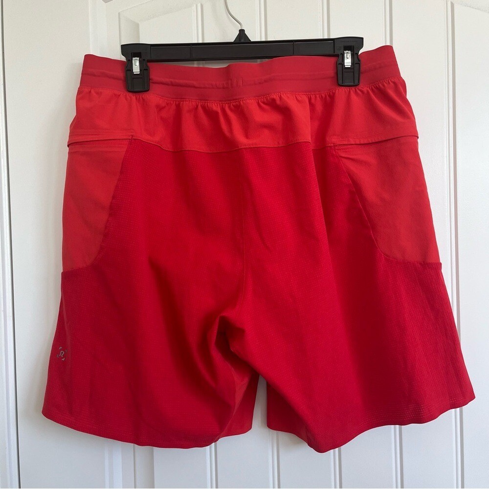 Lululemon Men’s Train To Beach Shorts Red Large Lined active workout