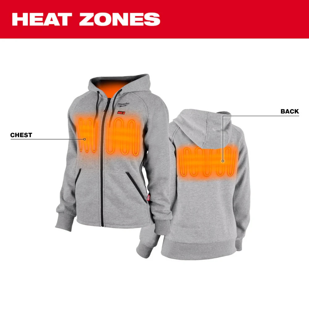 Milwaukee M12 Women’s Heated Hoodie Kit – Medium (Gray) (w/ Battery) – 336G-21M