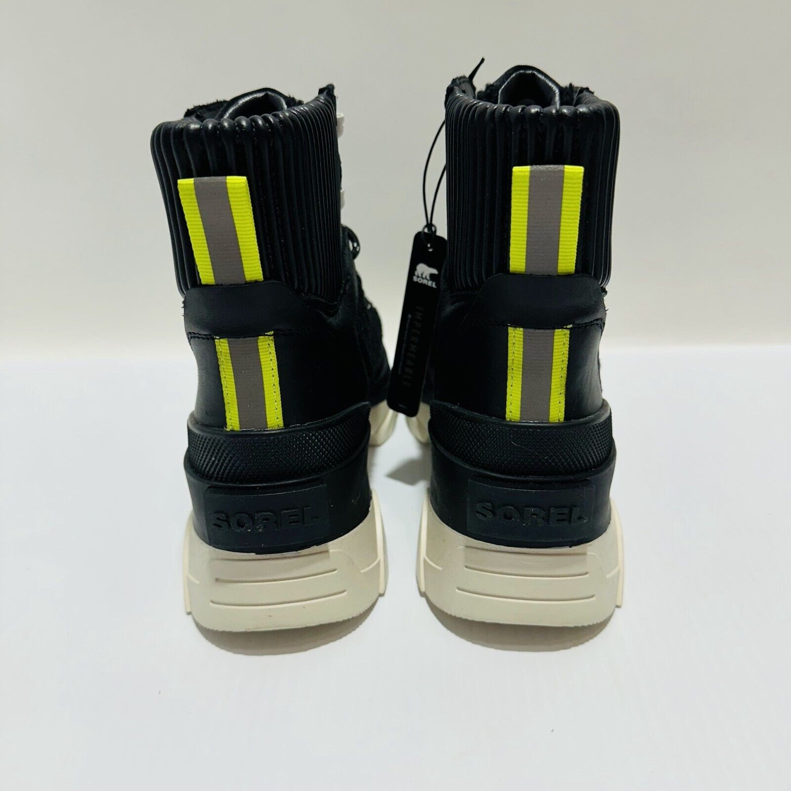Sorel Brex Size 7.5 Ankle Boots Black Sea Salt Cozy Lace Waterproof NIB $210