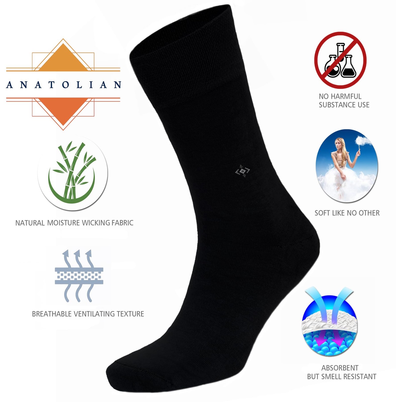 anatolian DRESS SOCKS Natural Comfortable Soft Classy – Made In TURKEY for Men