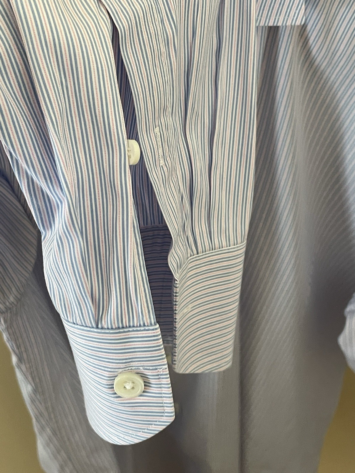 Canali Men’s Size 42X16.5 Blue Bold Stripe Spread Collar Dress Shirt