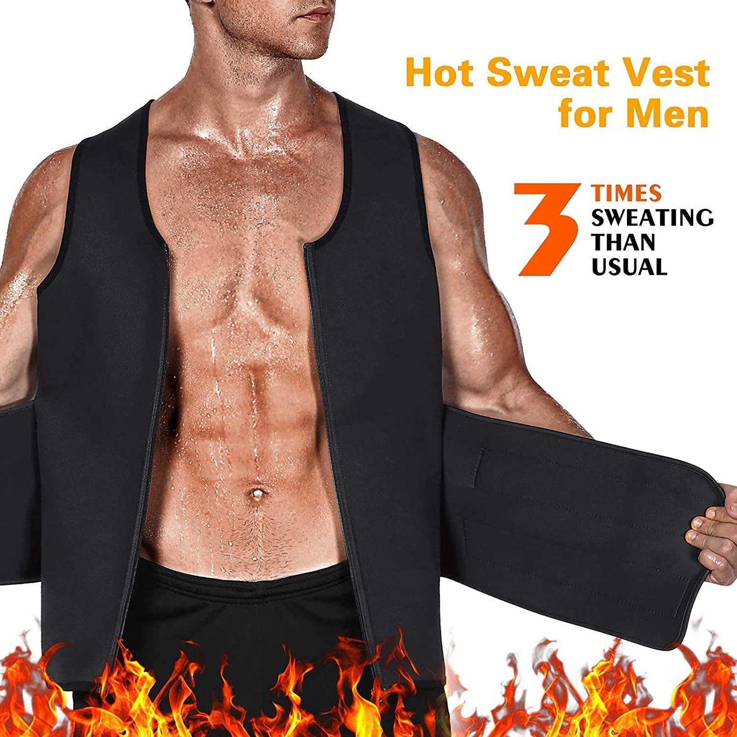 Men Sauna Suit Waist Trainer Neoprene Sweat Vest Body Shaper Waist Trimmer Belt