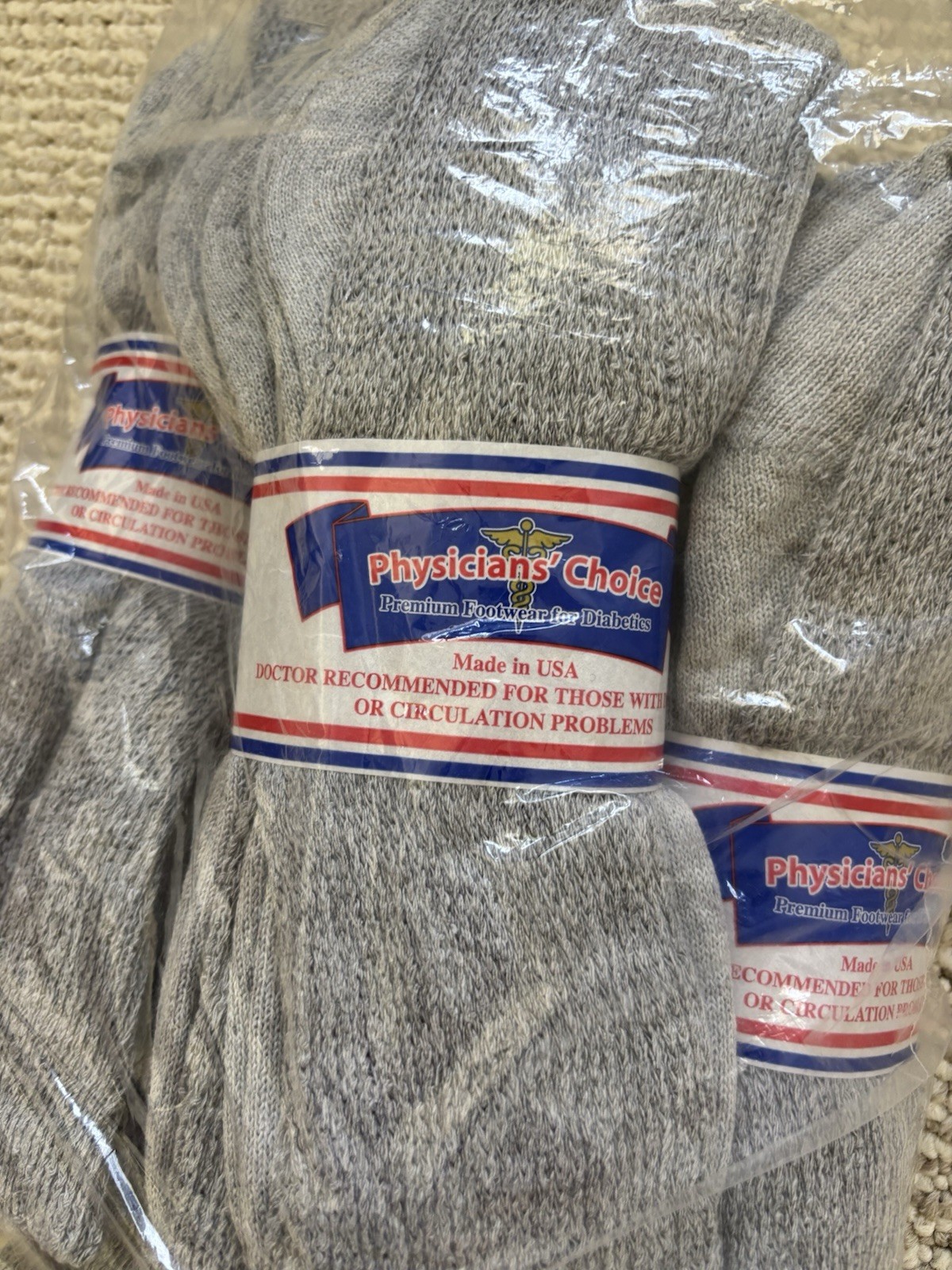 Physicians’ Choice Diabetic Socks Lot Of 12 Size 13-15 Over The Knee Gray NEW
