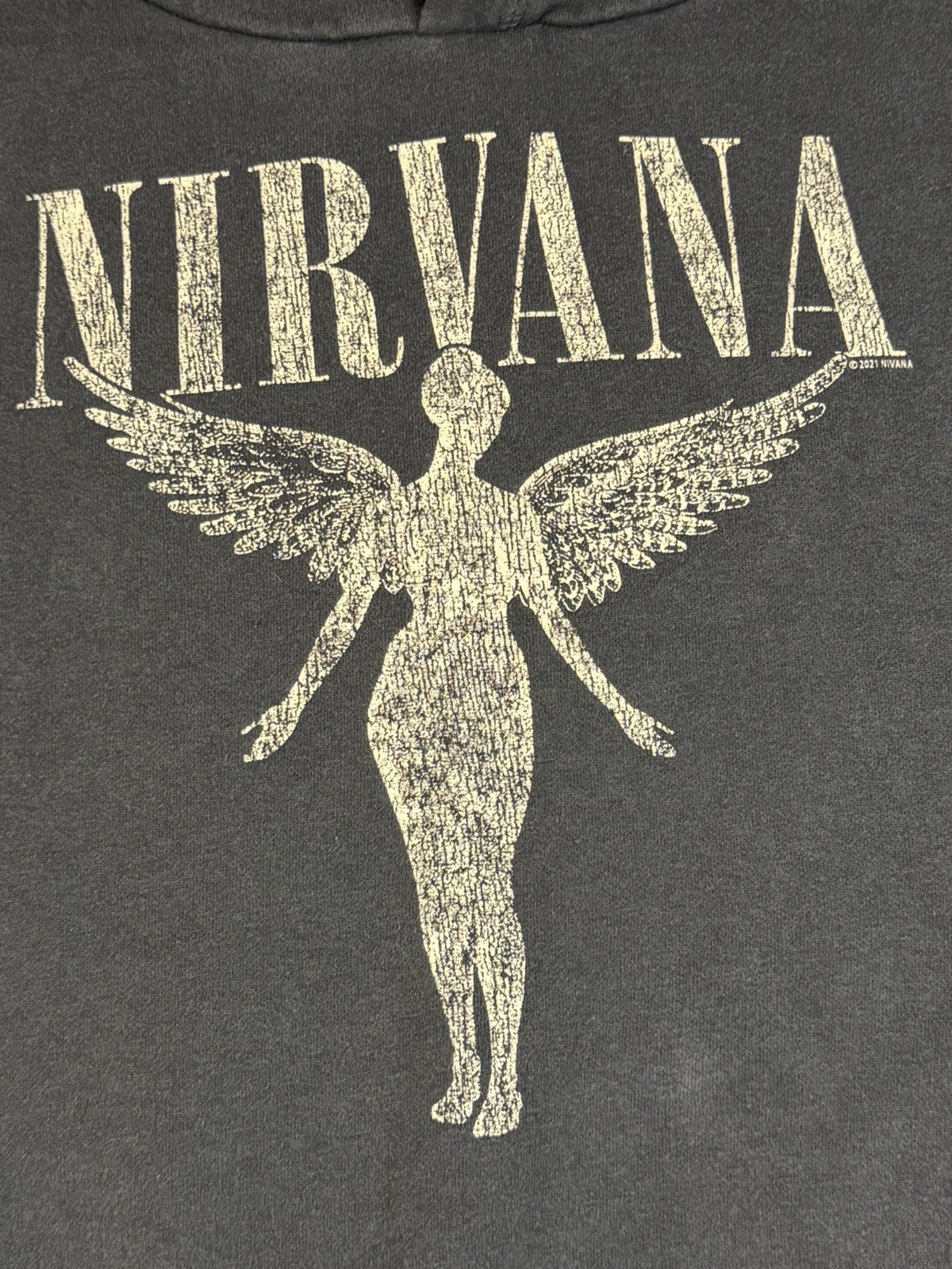 Nirvana In Utero Hoodie Medium Black Graphic Band Sweatshirt H&M 2021