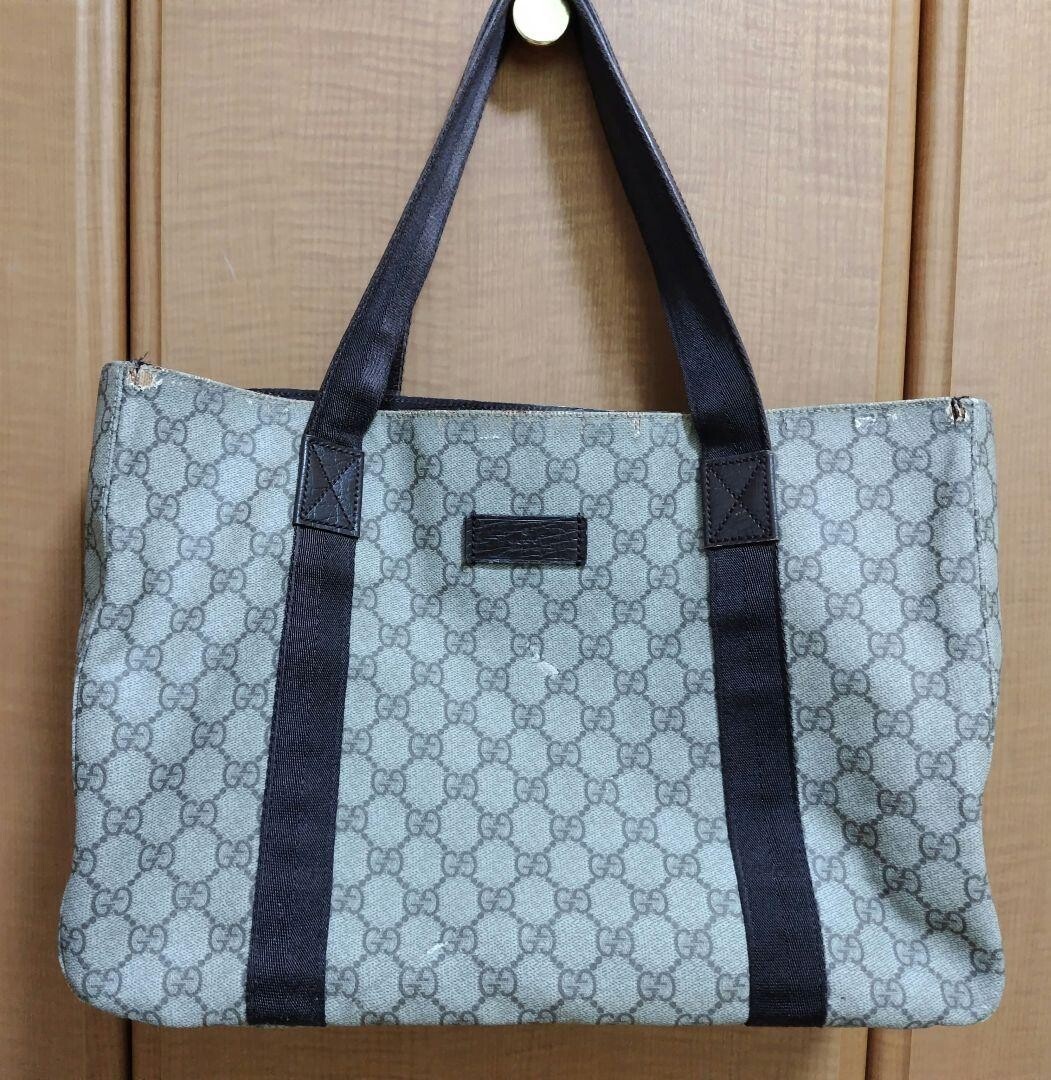 GUCCI GG Supreme Canvas Tote Bag Brown 141624 Top Handle Women’s 37cm Auth