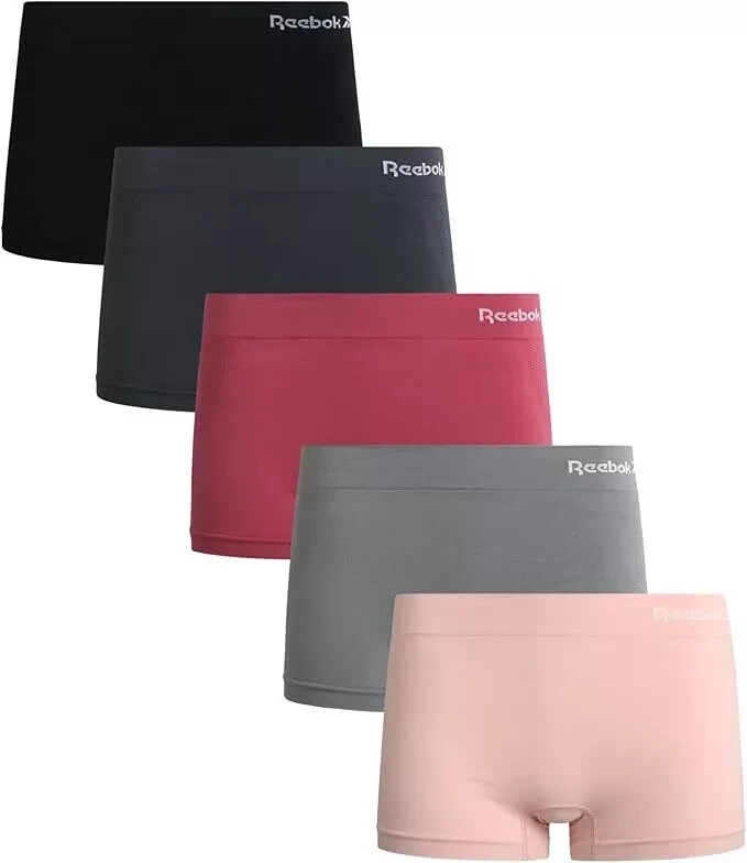 Reebok Women’s 5-Pack Seamless Boyshort Size XL Pink & gray