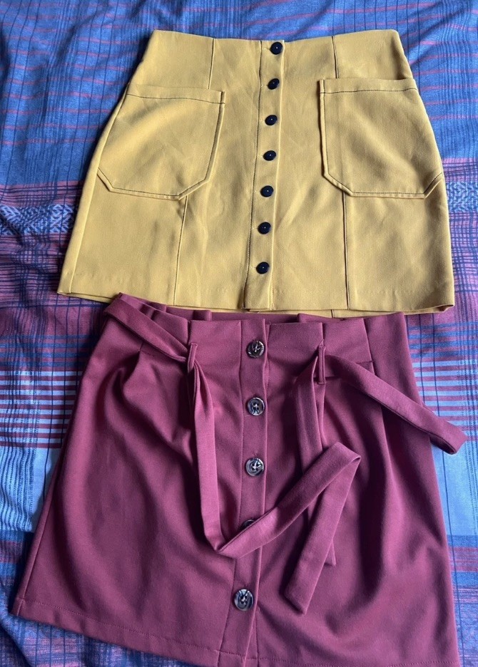 2 X Woman’s Mini Skirts Size 12-14 New Look & Primark Yellow & Deep Red