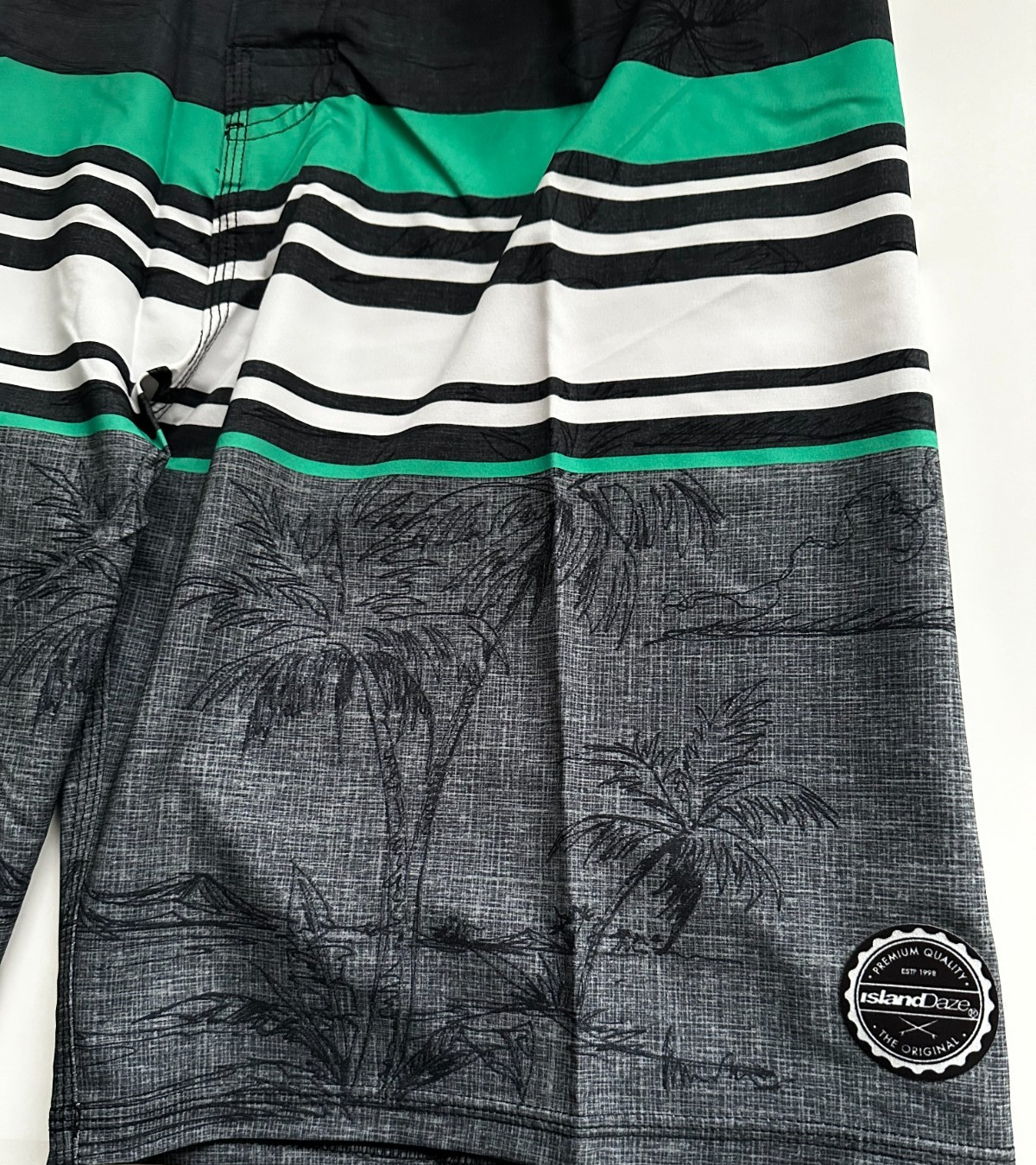 2-ISLAND DAZE BOARD SHORTS/BOTTLE OPENER 4 WAY STRETCH BLUE – NEW W/TAGS SIZE:32