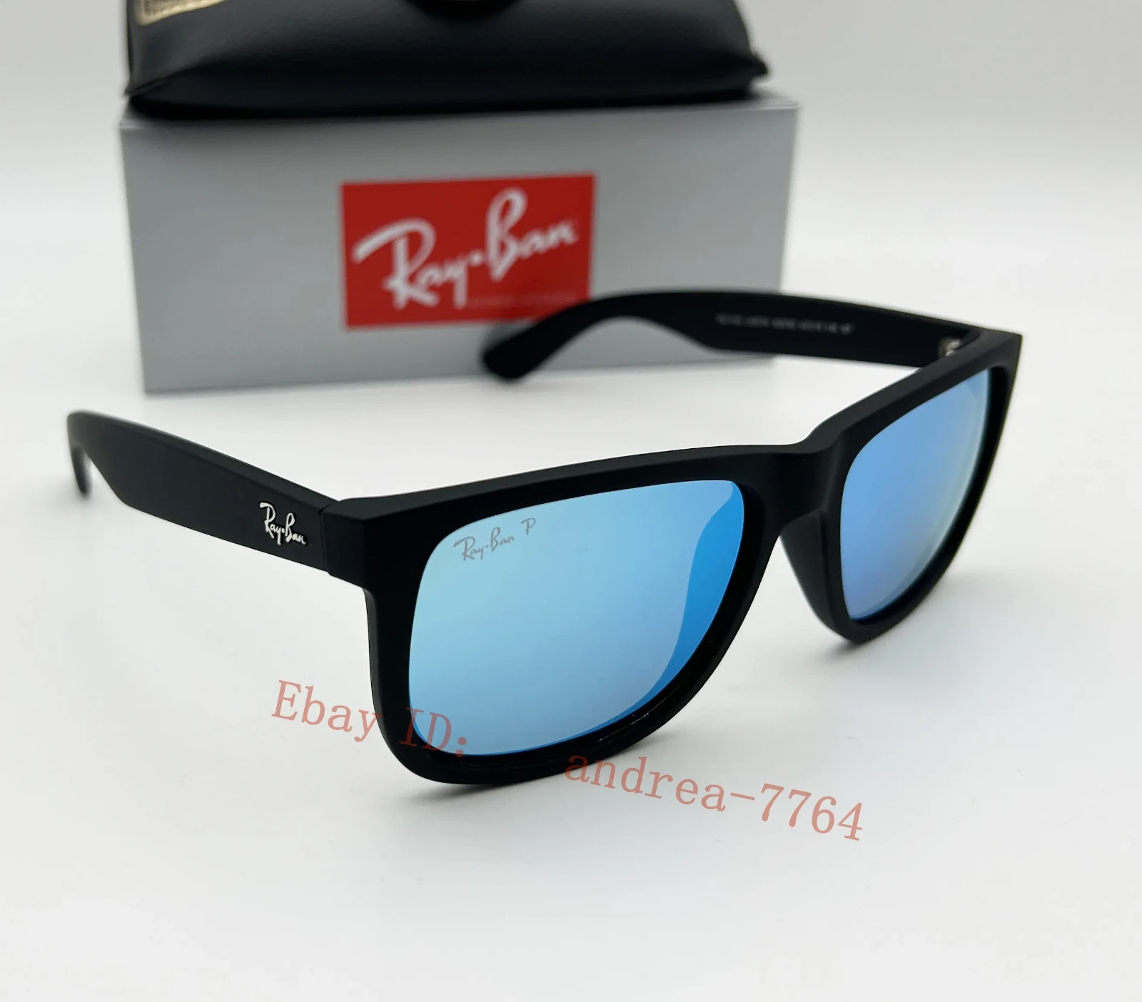 Ray-Ban RB4165 Justin Sunglasses Polarized Blue Lens Matte Black Frame 54mm Men
